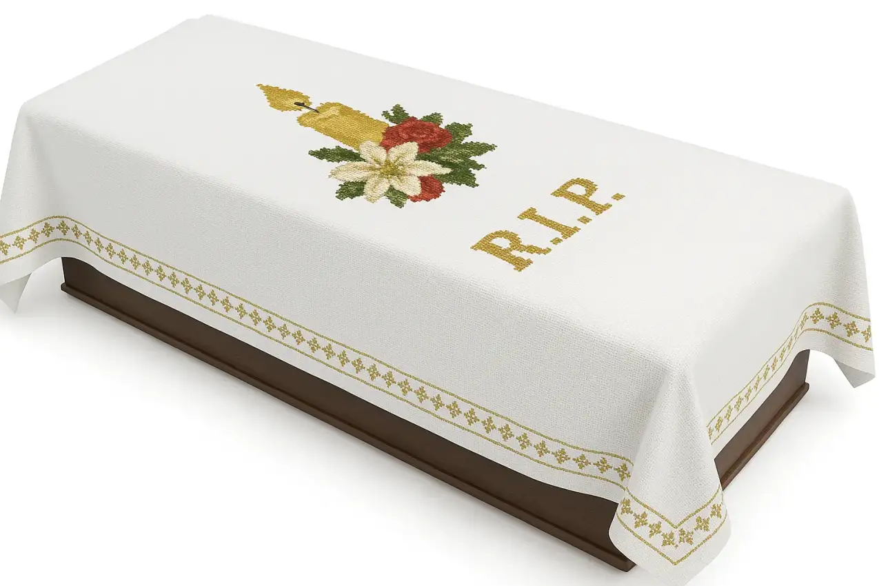 อาสนวิหารอัสสัมงานปักผ้าคลุมโรงศพคาทอริค รับปักผ้าคลุมโรงศพคาทอริค