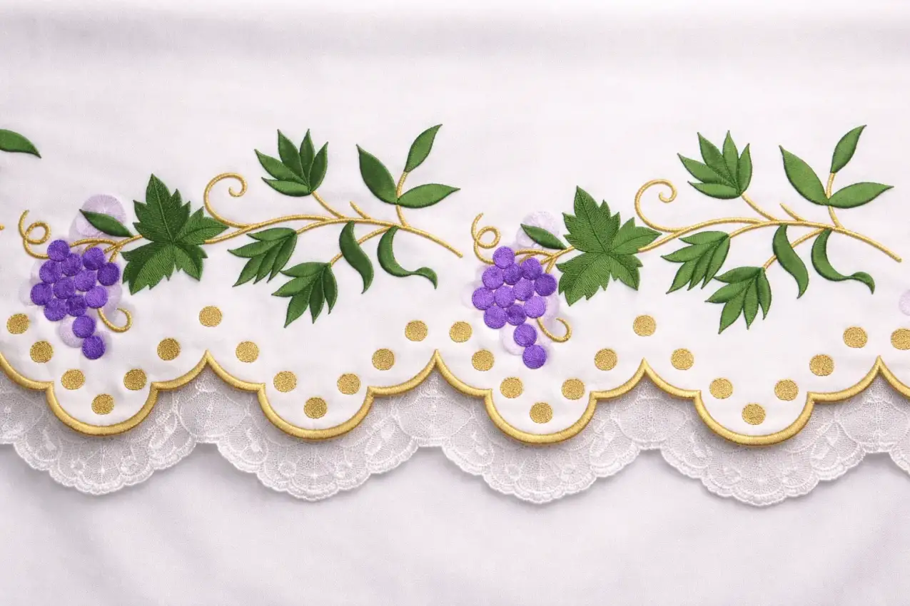 งานปักผ้าลายดอกไม้ ปักผ้าหลารับ งานปักผ้าลายต่อเนื้อง งานปักผ้าทั้งหม้วน