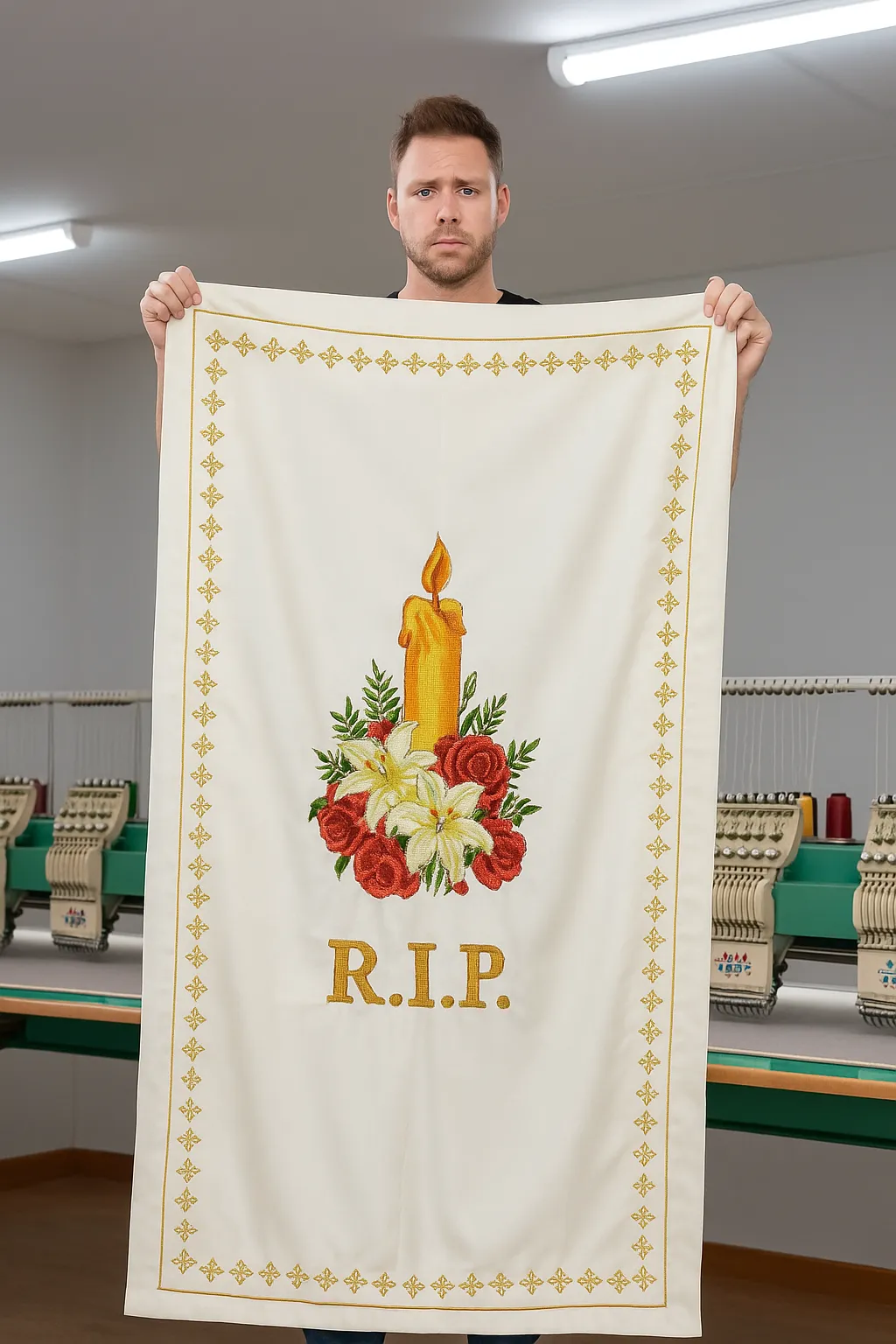 งานปักผ้าคลุมโรงศพคาทอริค รับปักผ้าคลุมโรงศพคาทอริค